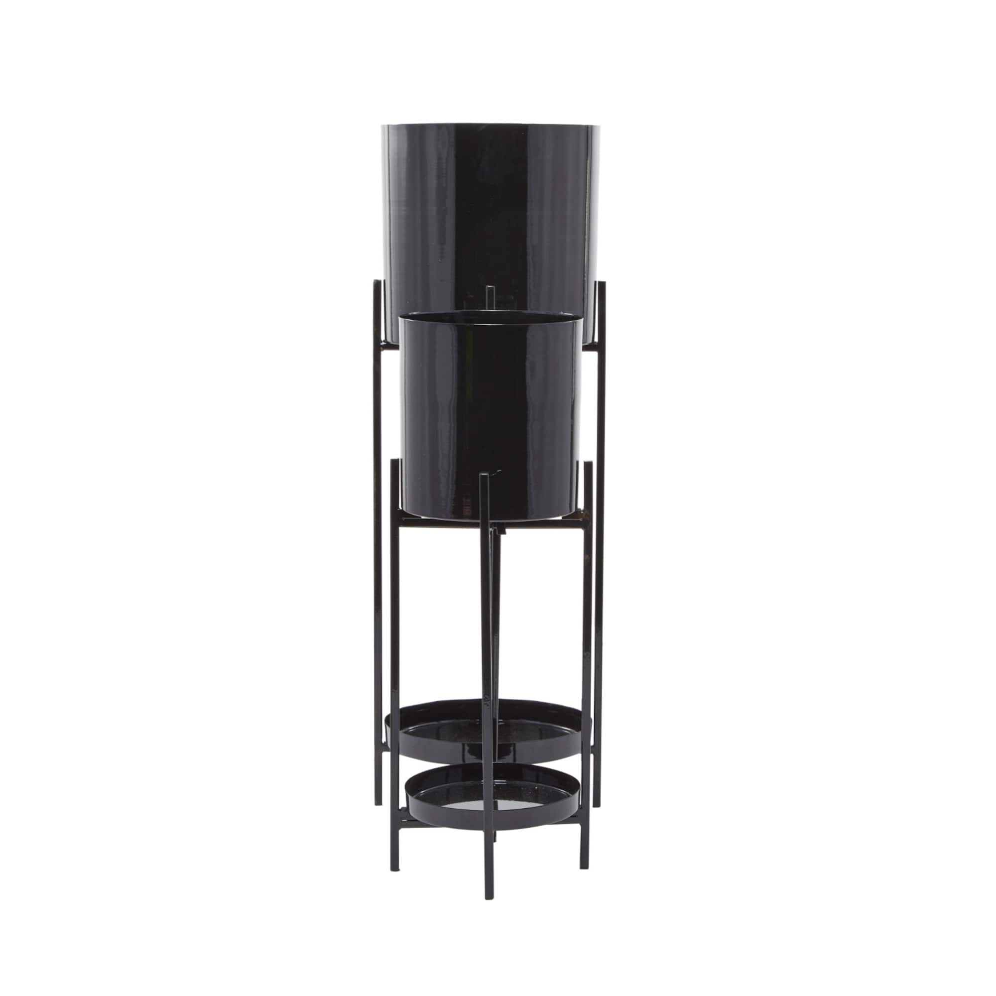 Black Contemporary Planter, Set of 2" 24", 32"